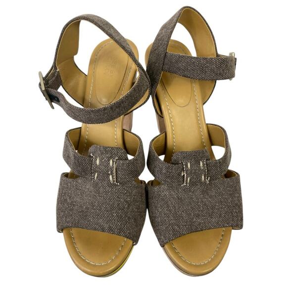 See by Chloe Canvas Slingback Sandals Wooden Platform Heel EUR 40 US 10 Summer - Picture 8 of 16